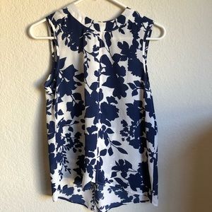 Navy Blue Floral Blouse Size S